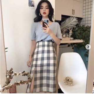 Set đồ áo - váy caro