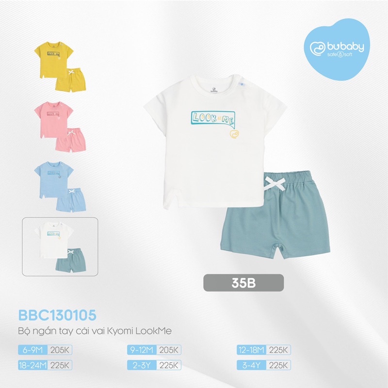 Bubaby! Bộ ngắn tay cài vai quần đùi Kyomi Lookme chất liệu Bamboo cotton cho các bé từ6m-4y.