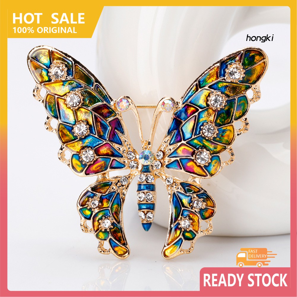 Trâm Cài Áo Hình Bươm Bướm Đính Đá Nhiều Màu Sắc Thời Trang