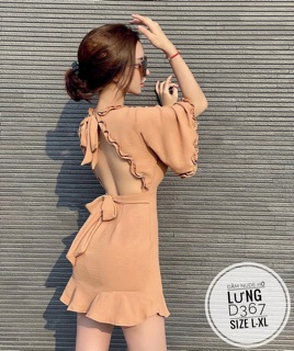 Bigsize Đầm nude hở lưng D367