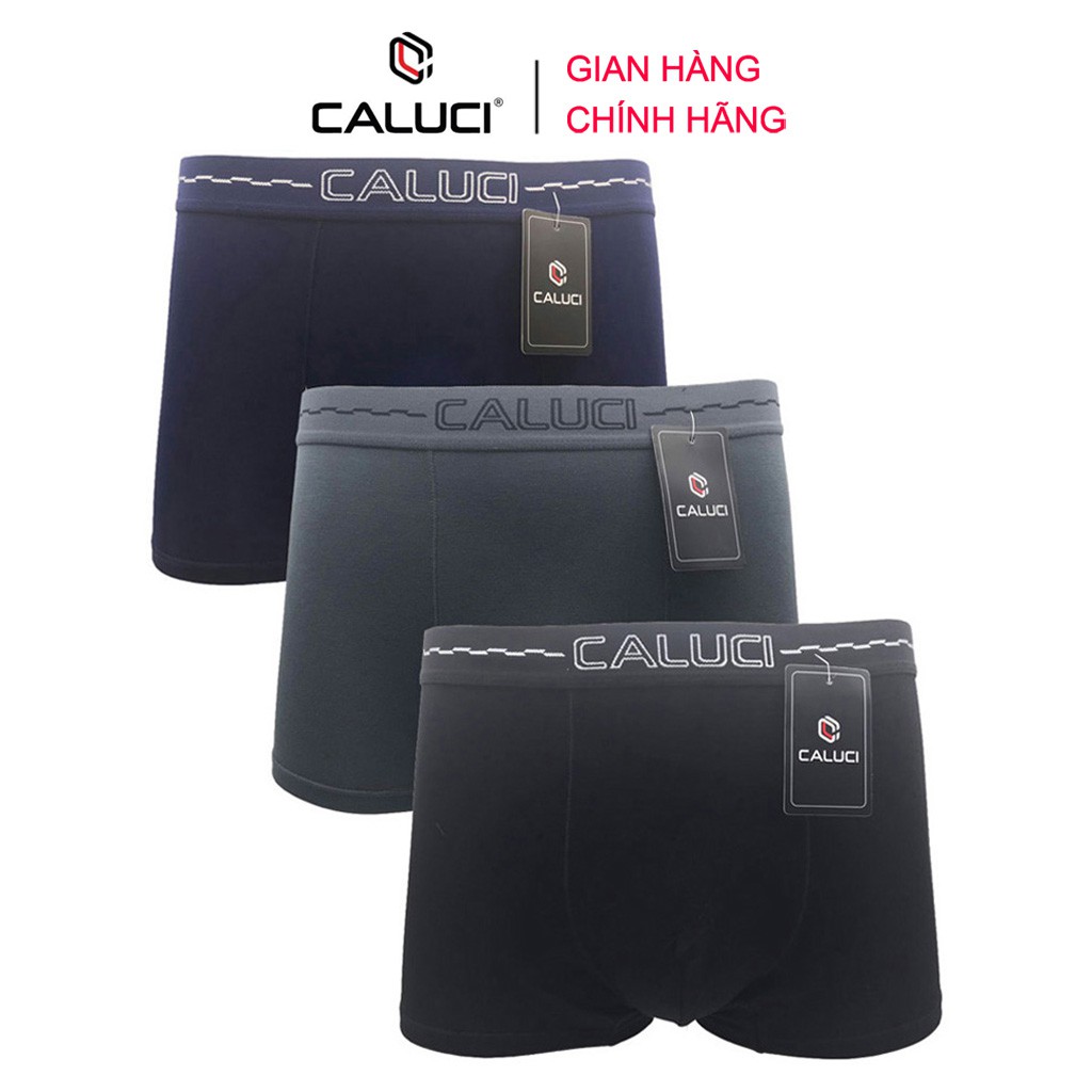 Combo 3 quần lót nam sợi tre Boxer CALUCI CBX06, vải Bamboo kháng khuẩn, an toàn