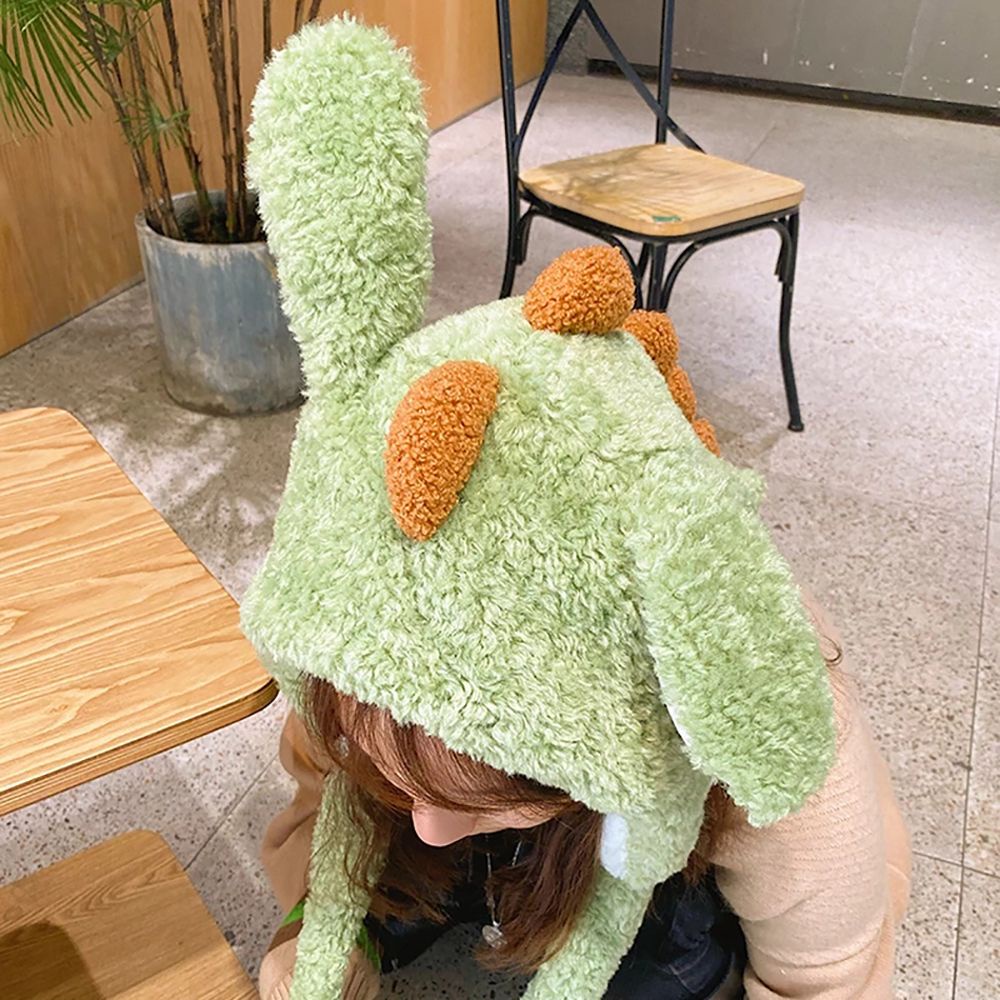 Mũ chất liệu lông hình khủng long dễ thương xinh xắn ấm áp thời trang thu đông cho nữ/bé gái