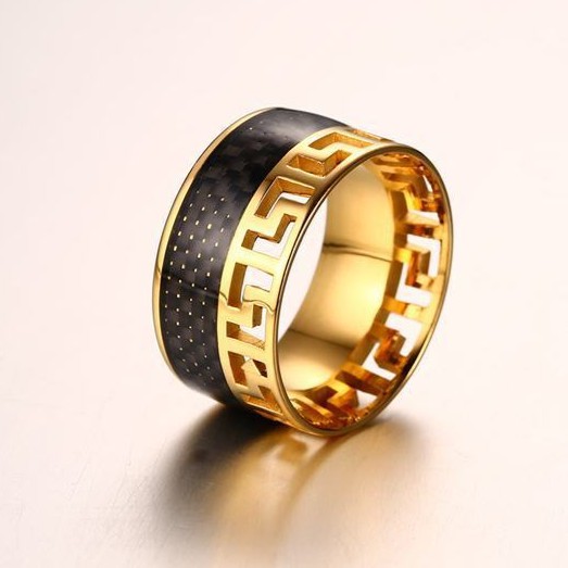 Nhẫn nam sợi Cacbon vàng