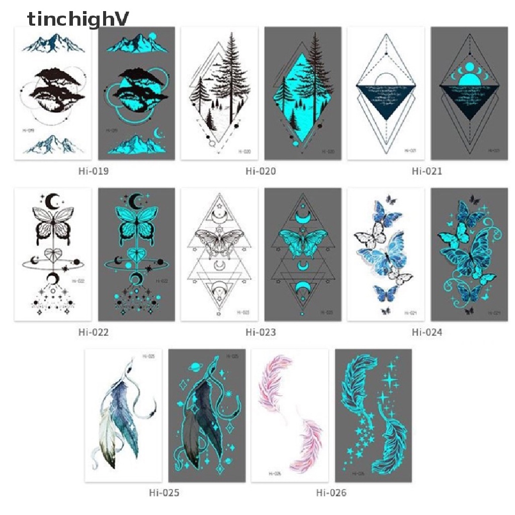 Bộ 10 Tấm Hình Xăm Dán Cổ Tạm Thời Họa Tiết Dạ Quang Độc Đáo