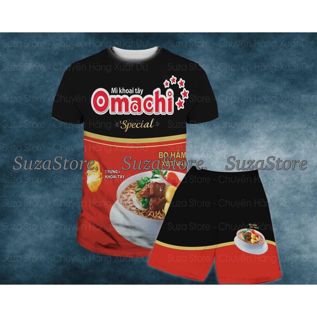 Bộ đồ mì Omachi in 3D 2 mặt. Size 5-95kg