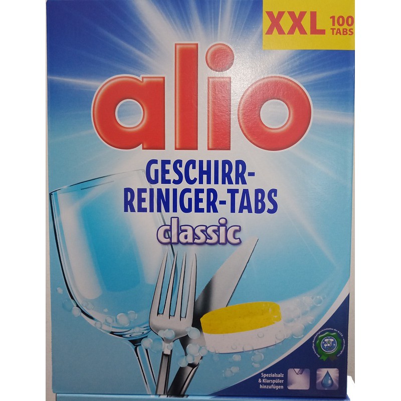 Viên rửa bát Alio hộp 100 viên tổng hợp ( muối rửa bát , nước làm bóng và bột rửa bát )tặng kèm que thử nước cứng