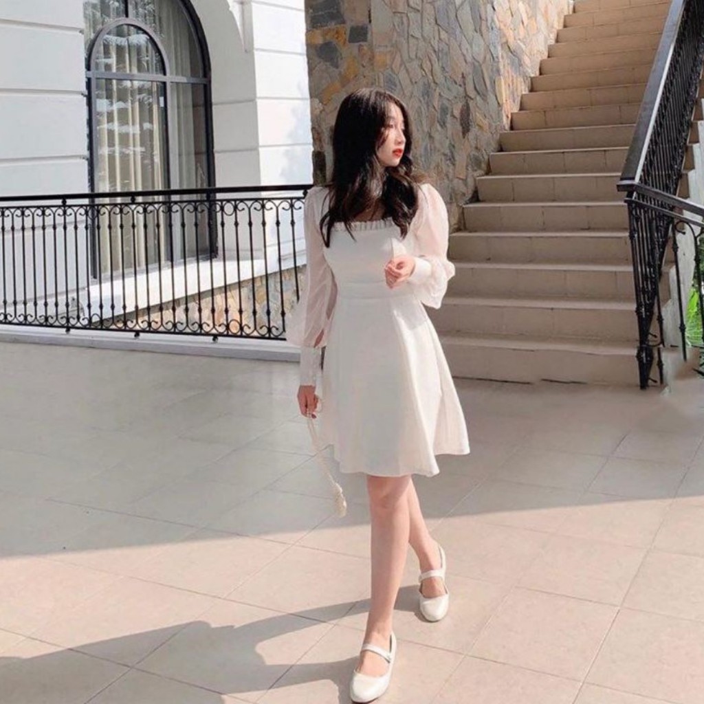 Đầm trắng xòe tay phồng dễ thương Babe Dress | BigBuy360 - bigbuy360.vn
