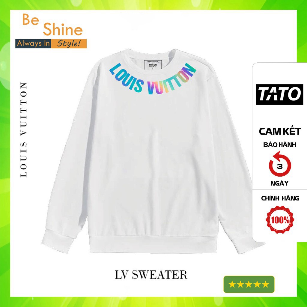 Áo Sweater Phản Quang 7 màu In Chữ Louis Vuitton Áo Nỉ Nam Nữ Dài tay Unisex in hiệu ứng Hologram [KIS OFFICIAL]