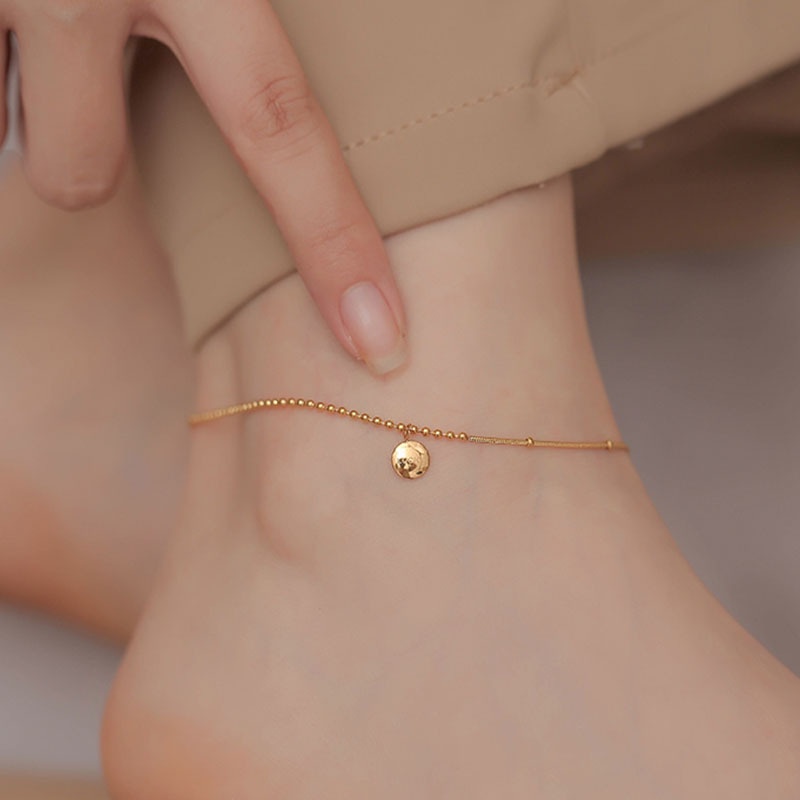 Lắc Chân Thép Titan Mạ Vàng 18k Không Phai Màu Thời Trang Đơn Giản Cho Nữ