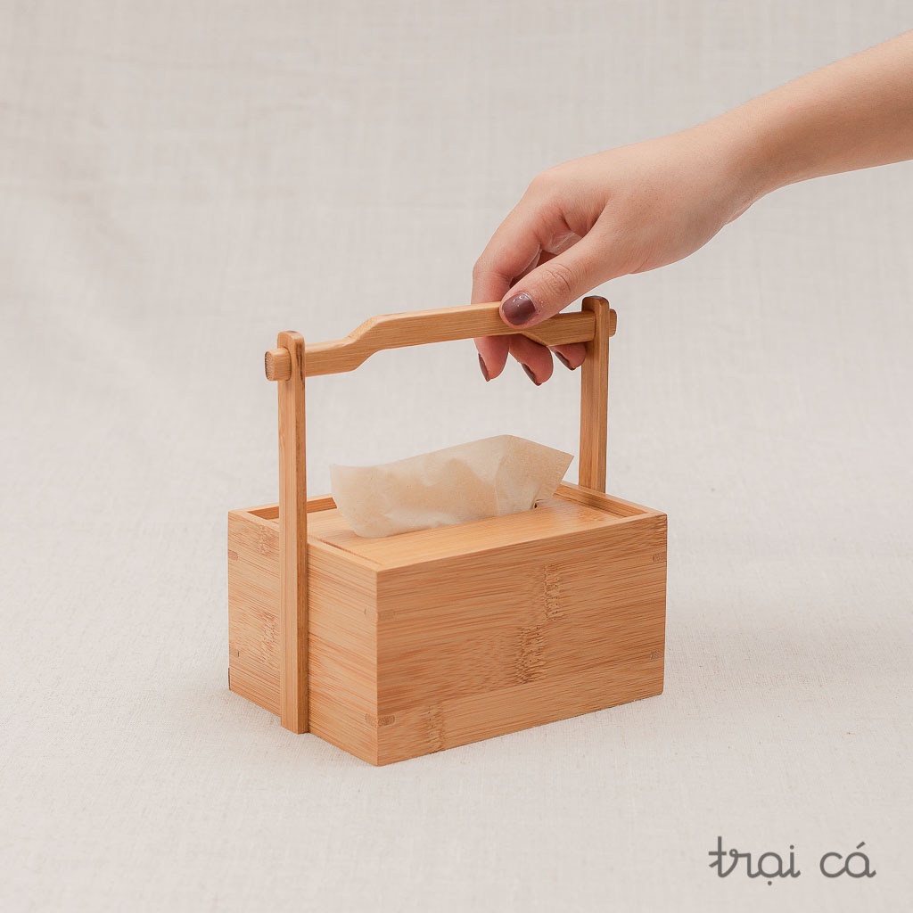 Hộp Đựng Giấy Ăn Tre TRẠI CÁ Hình Mái Chùa Cao Cấp - 2 cỡ