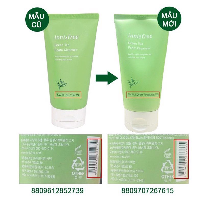 Sữa Rửa Mặt Chiết Xuất Từ Trà Xanh Innisfree Green Tea Foam Cleanser 150ml