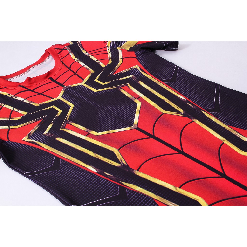 Áo thun HUQISHA họa tiết iron spiderman thời trang dành cho nam