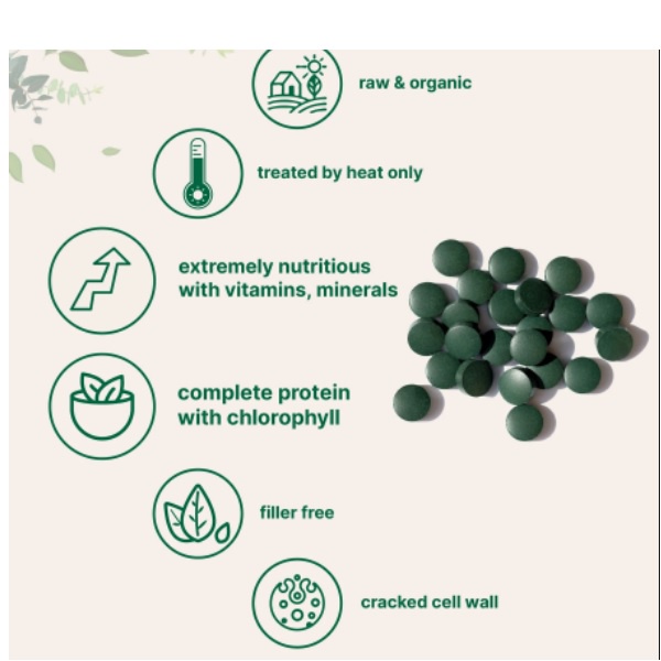 Viên tảo spirulina và chlorella hữu cơ Micro ingredients 720v