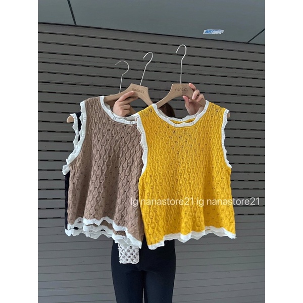 Áo ba lỗ len móc hoạ tiết Nana21 Nanastore21