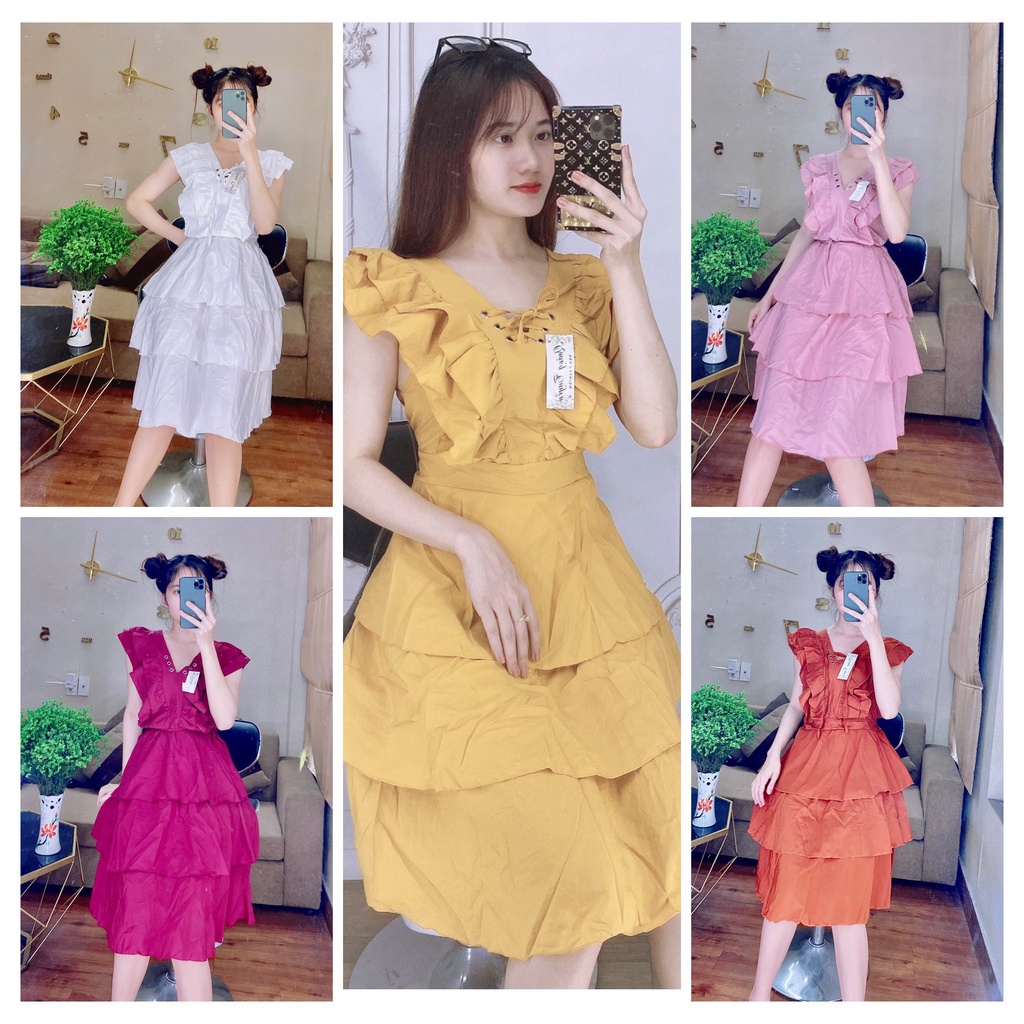 ĐẦM NHÚN ĐAN DÂY DÁNG XÒE- ĐẦM MAXI