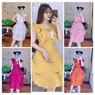 ĐẦM NHÚN ĐAN DÂY DÁNG XÒE- ĐẦM MAXI