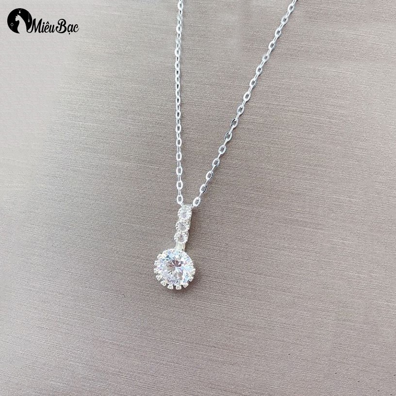 Dây chuyền nữ Full đá trắng trang sức vòng cổ đẹp bạc s925 - miêu bạc