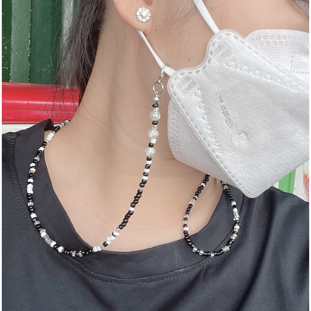 Dây đeo khẩu trang hạt cườm handmade, mask trap chống thất lạc khẩu trang