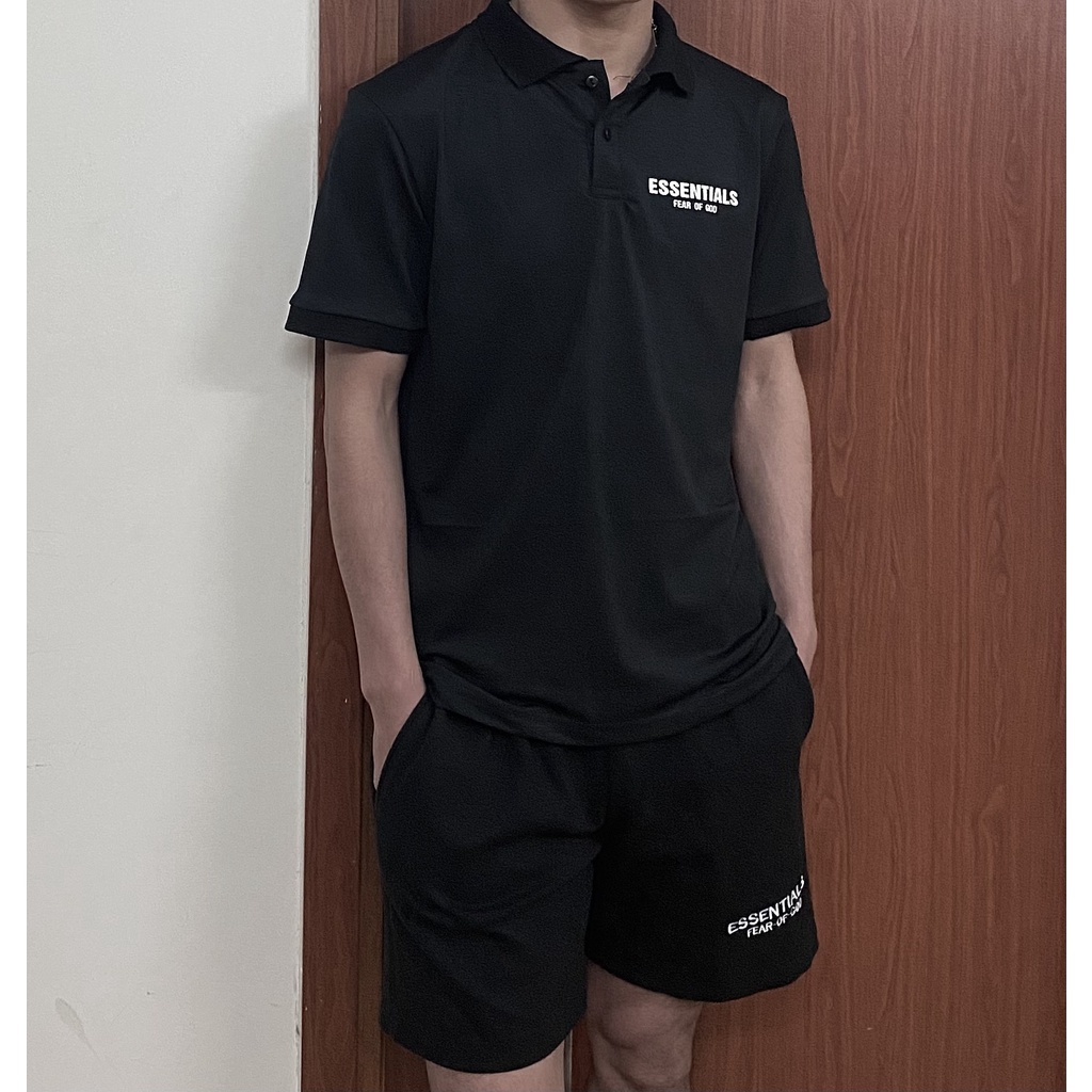 Áo Polo cộc tay Essentials, đồ bộ quần áo mùa hè cotton nam nữ unisex