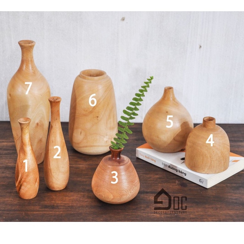 Lọ hoa gỗ, bình hoa gỗ nghệ thuật trang trí cắm hoa giả Góc decor