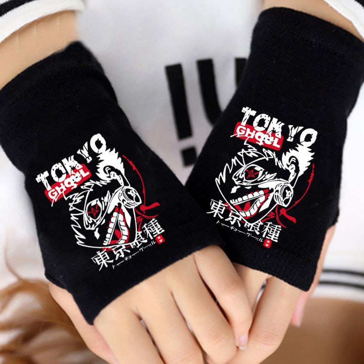 Găng tay len hở ngón in hình TOKYO GHOUL anime chibi thời trang nam nữ