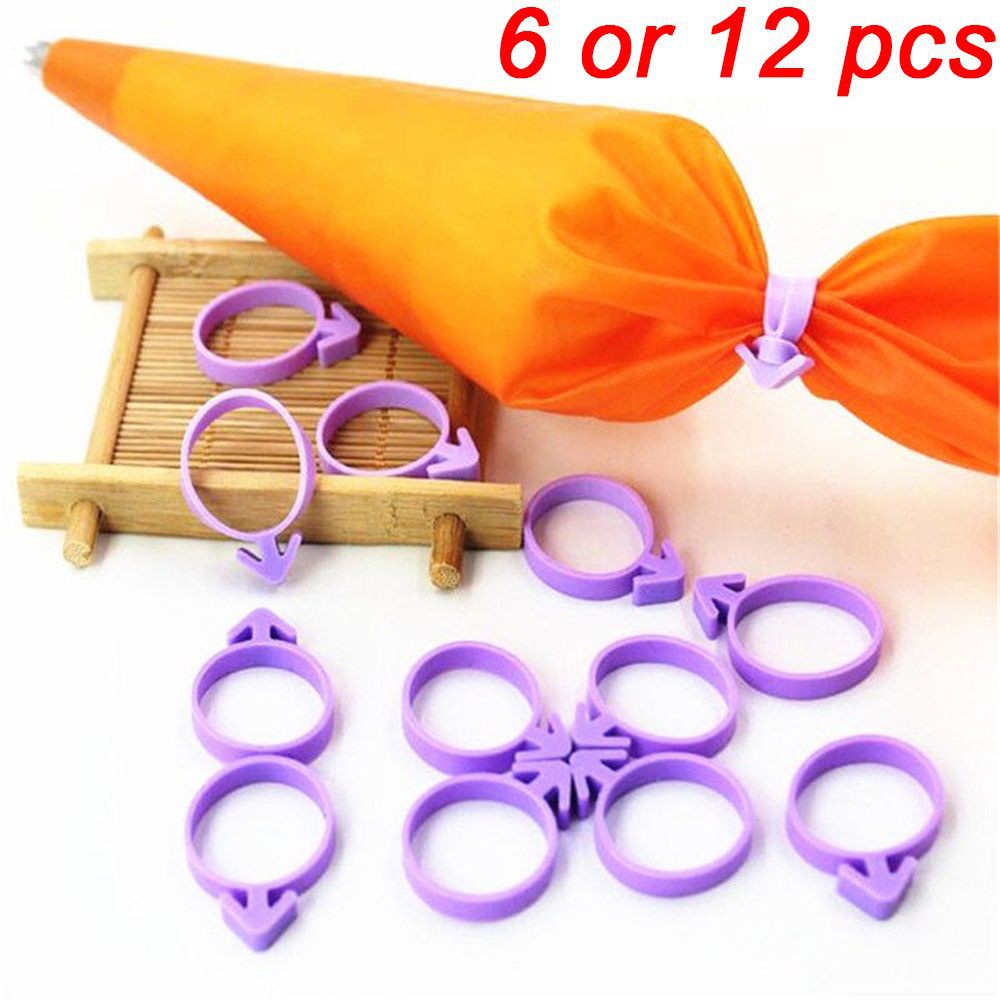 PREVALENT 6/12 PCS Cupcake Fixed Ring Cookie Rubber Band Icing Bag Sealing Fondant Cake Decorating Silicone Cream Piping Tied Up