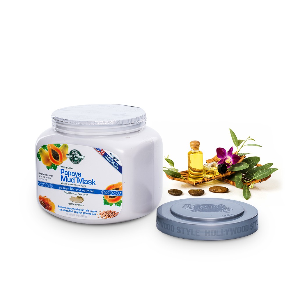 Mặt nạ trắng da chiết xuất đu đủ White Glow Papaya Mud Mask Hollywood Style 600g | BigBuy360 - bigbuy360.vn