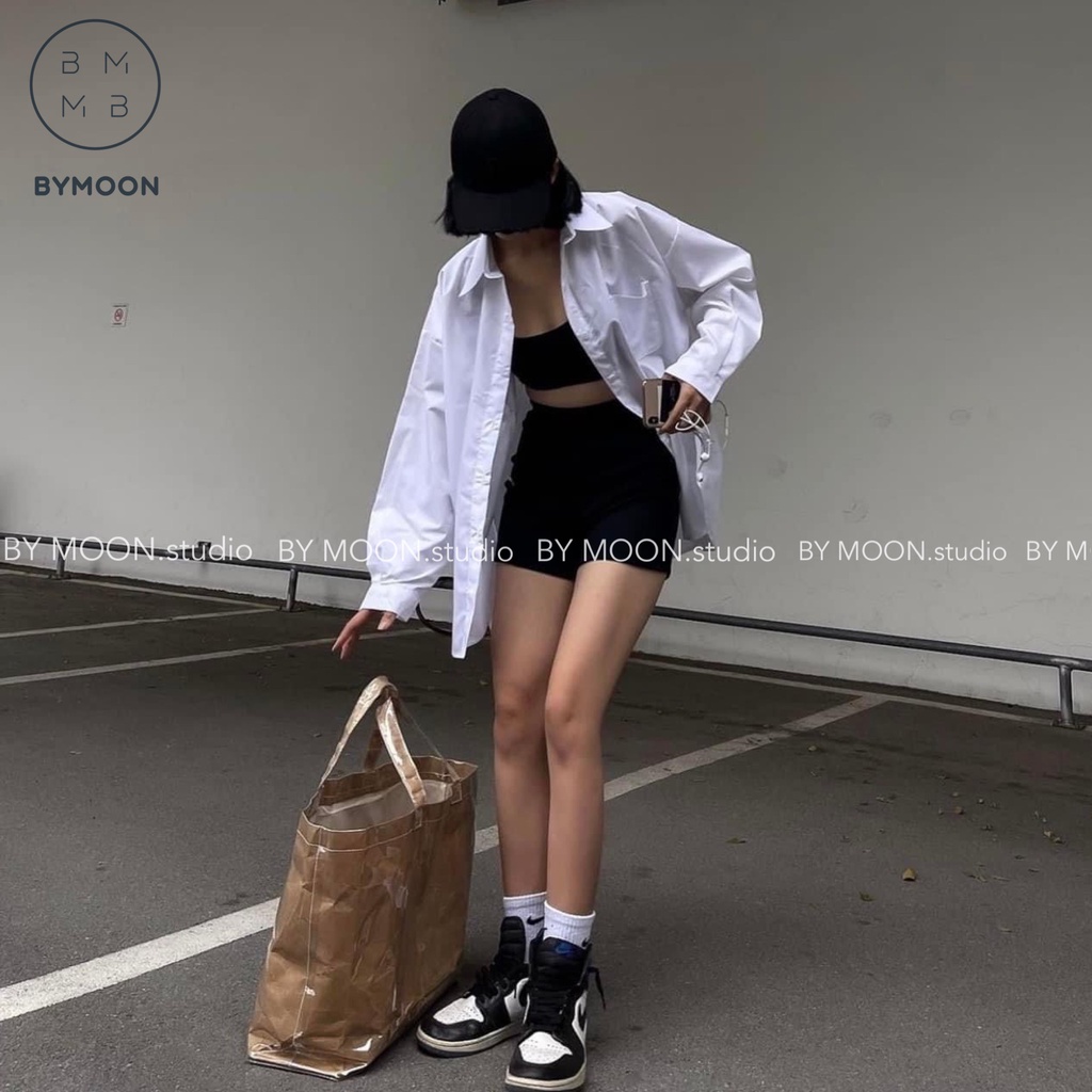 Quần legging đùi quần short biker gân tăm dáng ngắn nữ cạp cao co giãn 4 chiều  gen bụng  eo thon tôn dáng BY MOON Q001