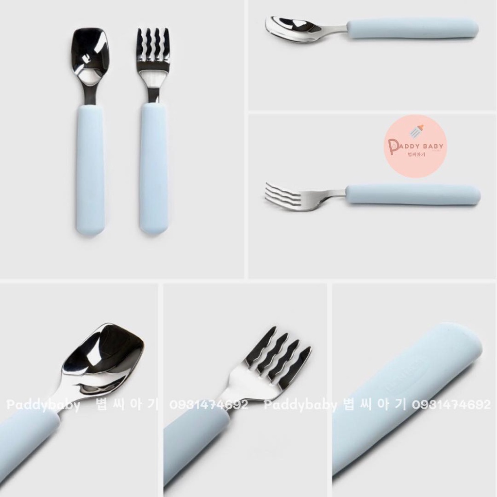 Set thìa nĩa inox Dailylike Bonbon nội địa Hàn cho bé từ 12m+ ăn dặm [Kèm hộp đựng vệ sinh]
