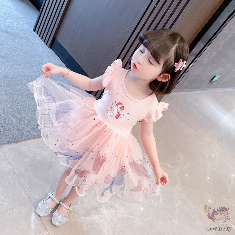 Đầm Tay Cánh Tiên In Họa Tiết Thời Trang Cho Bé Gái