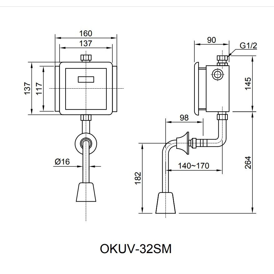 Van Xả Cảm Ứng Inax OKUV-32SM Dùng Điện,  chính hãng