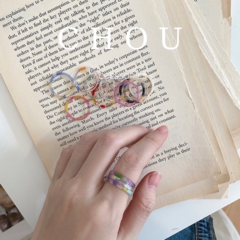 Nhẫn Nhưa Nhiều Màu Sắc Phong Cách Hàn Quốc | CHOU ACCESSORIES |