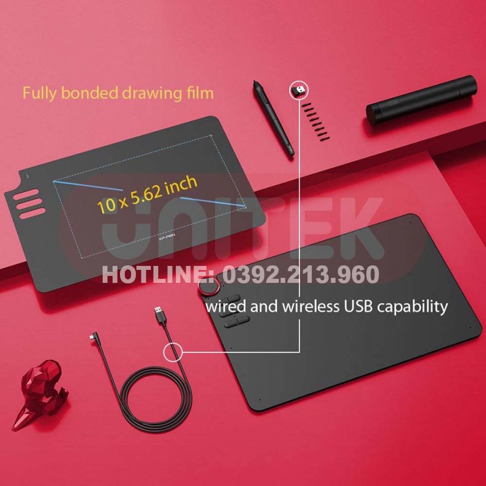 Bảng Vẽ Điện Tử XP-PEN DECO 03 Wireless 10X6 inch Lực Nhấn 8192 Nút Xoay Dial Bề Mặt Chống Xước (Kèm Găng Tay Họa Sĩ)