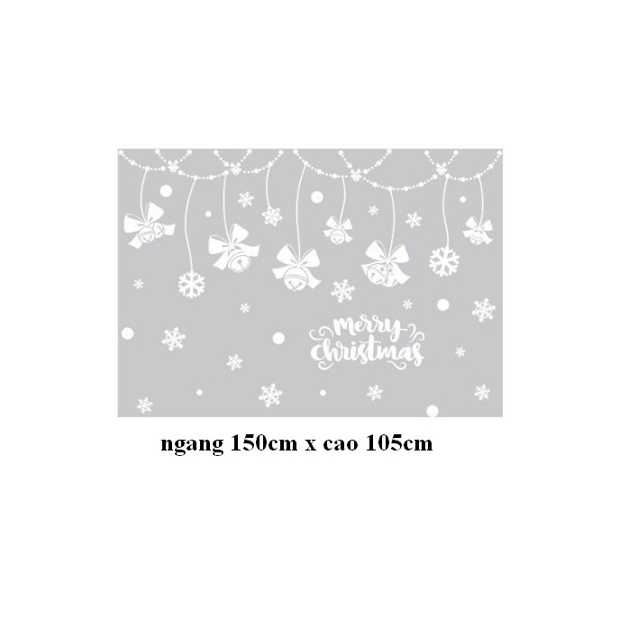 Decal Trang Trí Noel Rèm dâu Nơ Chuông trắng
