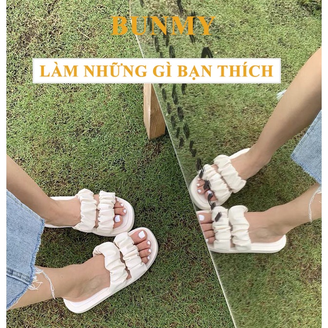 Dép Nữ Thời Trang 2 Quai Nhún Nữ Tính Đế Bánh Mì 2,5cm Mới 2022