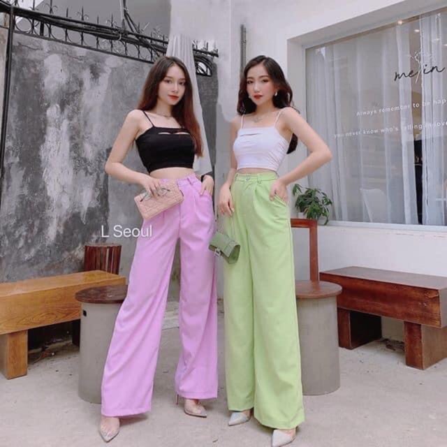 QUẦN ỐNG RỘNG SANG CHẢNH VỀ 2 MÀU TÍM XANH. HÀNG SIÊU XINH SIÊU ĐẸP. HÀNG BAO ĐẸP BAO CHUẨN BAO SỊN.