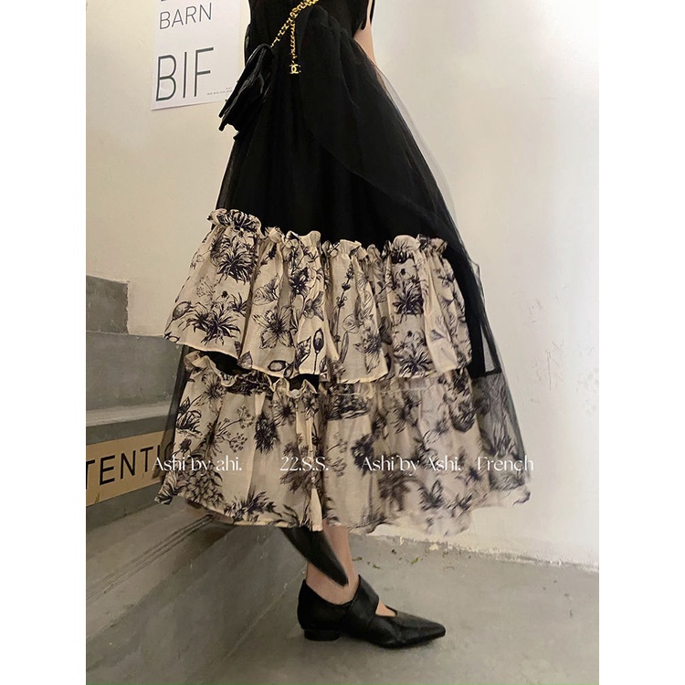 Đầm Lửng Hai Dây Màu Đen Phong Cách retro Pháp Thời Trang Mùa Hè Quyến Rũ Dành Cho Nữ