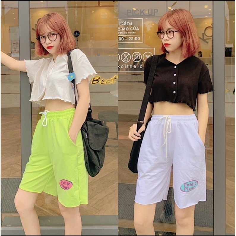 Quần Short Thun Ống Rộng PUBLIC 3 Màu Unisex Ulzzang