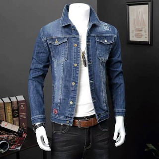 [FreeShip] Áo khoác jean nam tay dài cổ bẻ màu đen cao cấp siêu chất Hàn Quốc | Áo khoát jeans nam thời trang đẹp