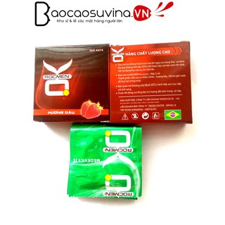 Bao cao su Rocmen trơn , rộng 49mm, hương dâu , bạc hà, không mùi, 3 bao/hộp từ chính hãng, giá rẻ siêu hủy diệt