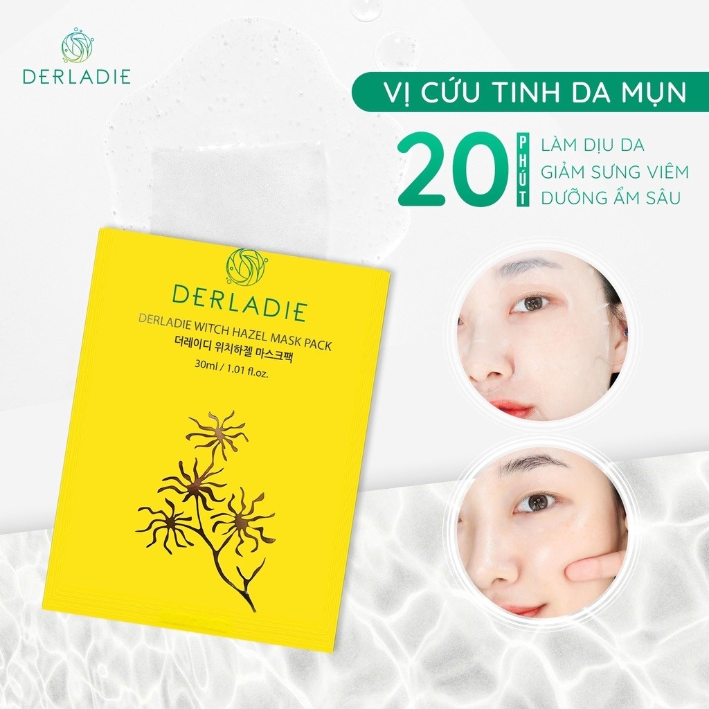 Mặt Nạ Giảm Mụn Dưỡng Sáng Derladie Witch Hazel Mask Pack 30ml