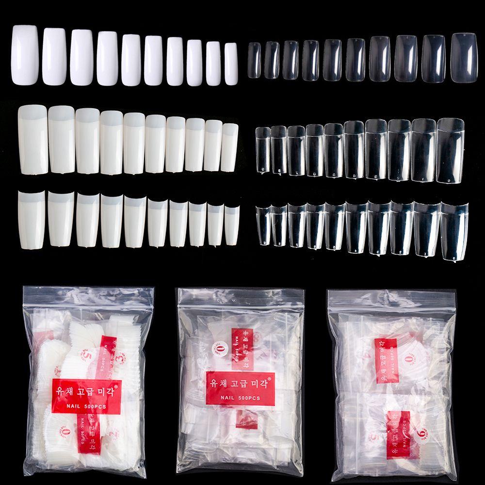 Túi 500 Móng Tay Giả Bằng Acrylic Toàn Diện / Một Nửa / Phong Cách Pháp