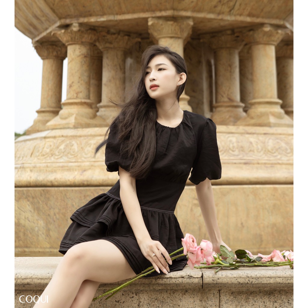 [COQUI] Đầm Vera tay phồng hai tầng cột nơ | BigBuy360 - bigbuy360.vn