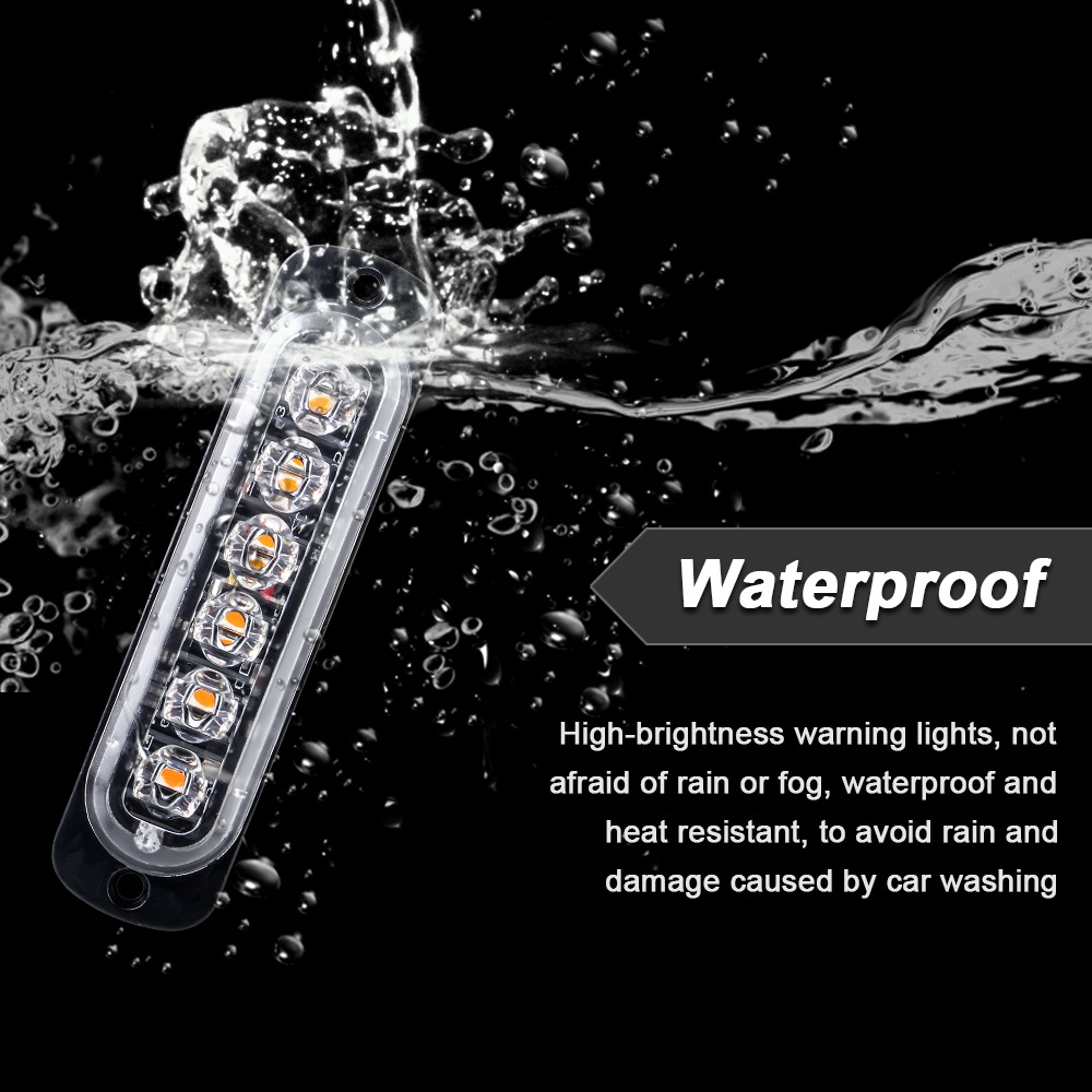 1 mảnh Đèn 6LED 12V chiếu ánh sáng vàng báo tín hiệu khẩn Đèn Led Dc gắn bên hông xe ô tô/ xe tải Đèn LED Cảnh Báo