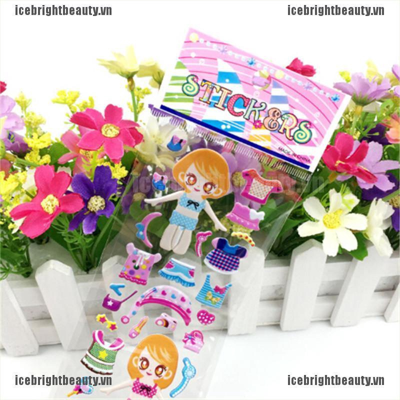 Set 5 Tấm Hình Dán 3D Trang Trí Quần Áo Cho Bé Gái
