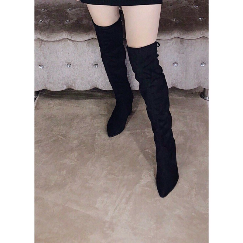 Freeship_Bốt đùi da lộn khoá cạnh lót lông hàng đẹp full box | BigBuy360 - bigbuy360.vn