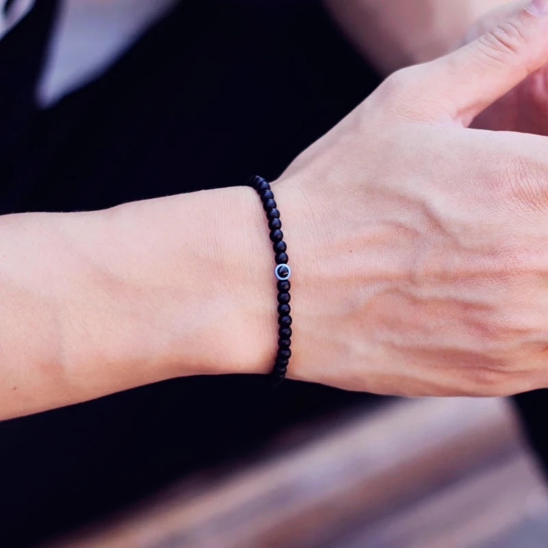 Vòng Tay Chuỗi Hạt Đá Obsidian Màu Đen Cho Nam Và Nữ