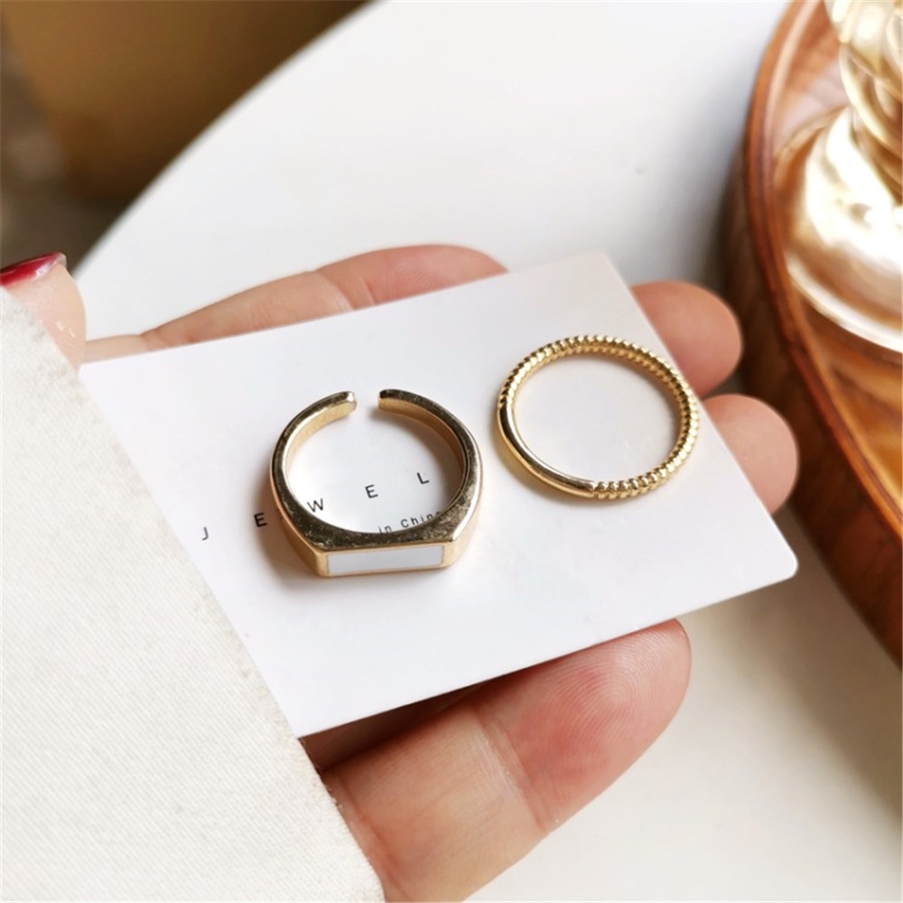 Set 2 Nhẫn Đeo Ngón Tay Phong Cách Retro Thời Trang Cho Nữ