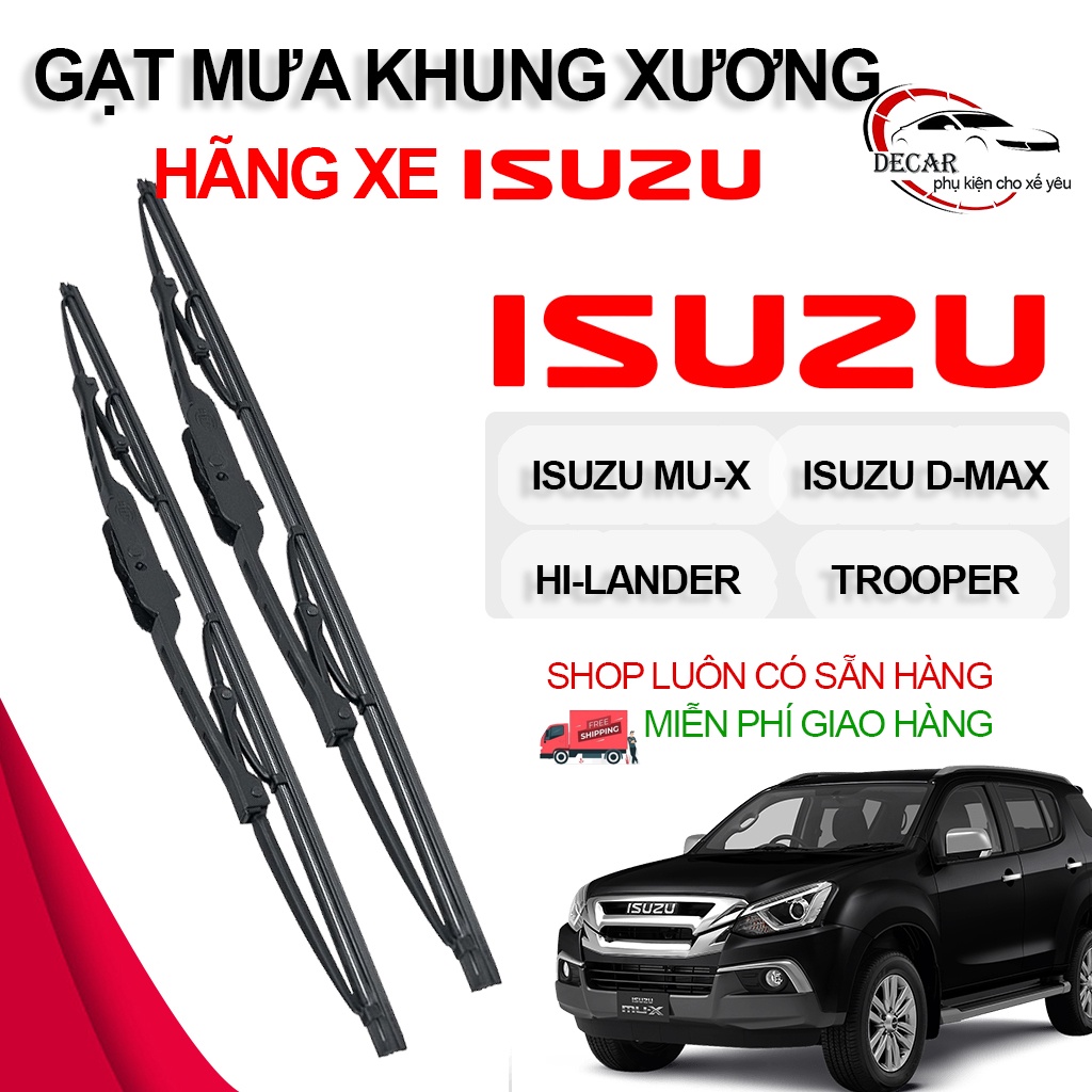 [1 CẶP ISUZU] Cần gạt nước mưa xe ô tô, lưỡi gạt mưa silicon xe oto 4,5,7 chỗ xe MU-X, D-MAX, HI-LANDER, TROOPER