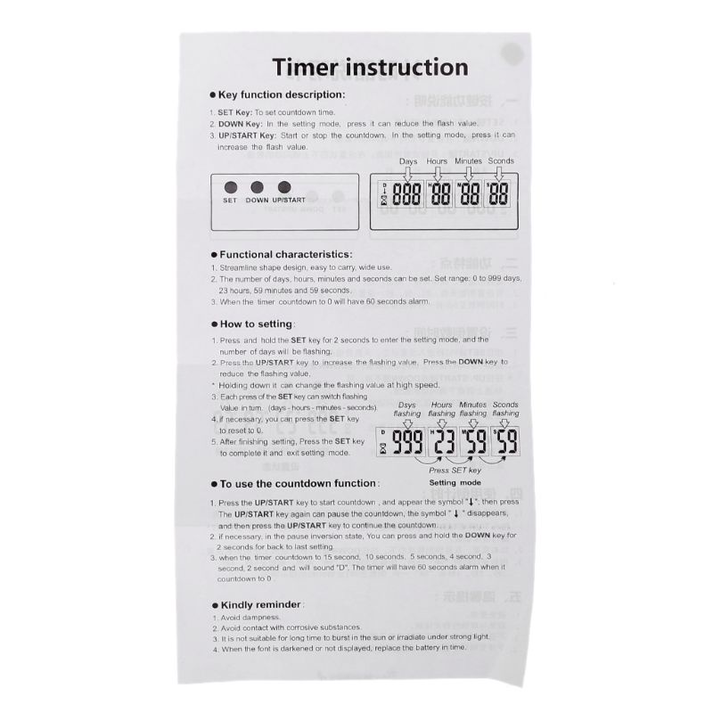 Đồng hồ đếm ngược 999 ngày màn hình LCD kỹ thuật số dùng trong nhà bếp/đám cưới